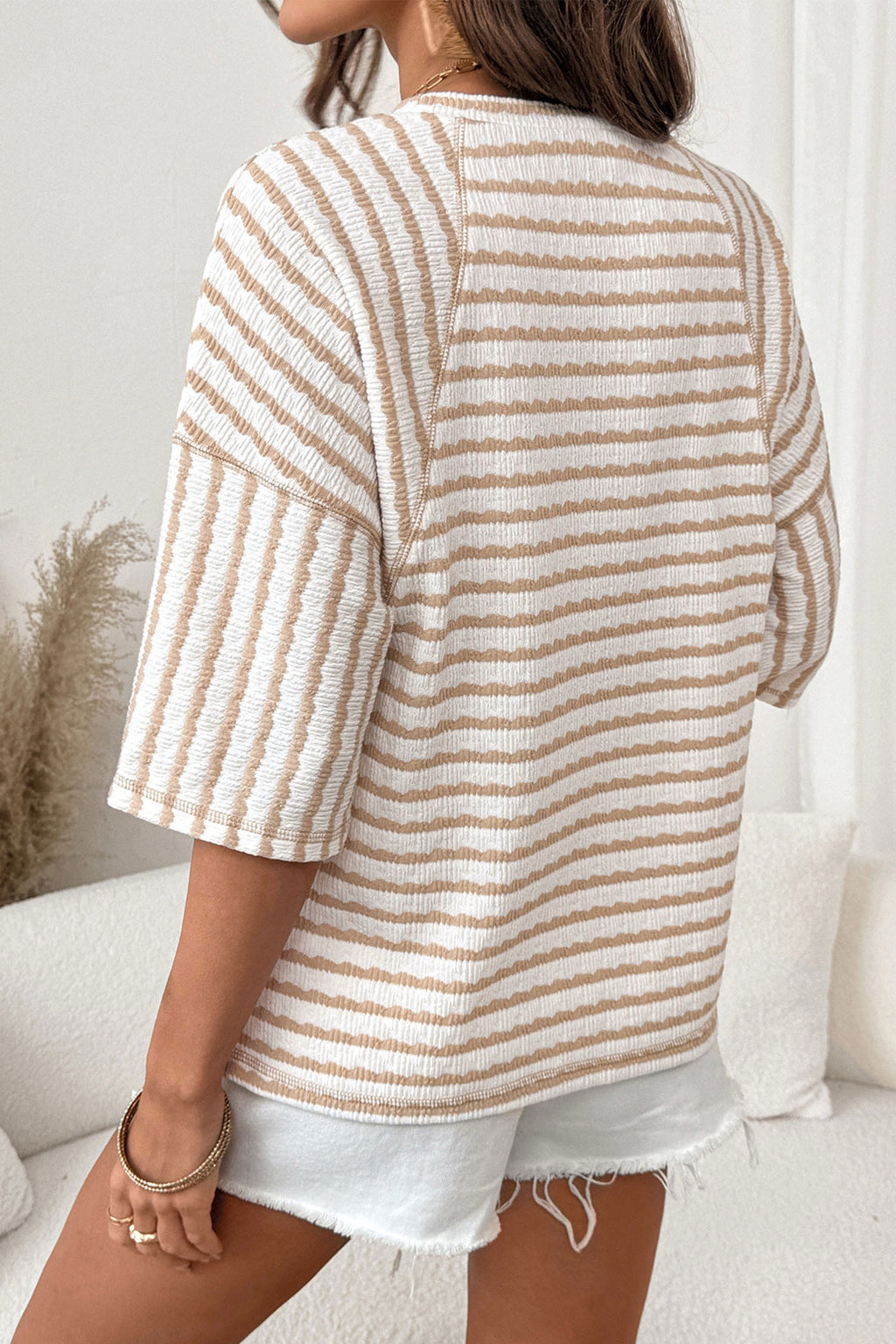 Beige stripe relaxed top