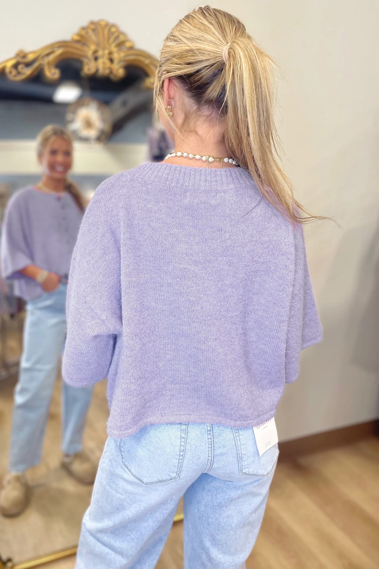Orchid 3/4 sleeve knit button down