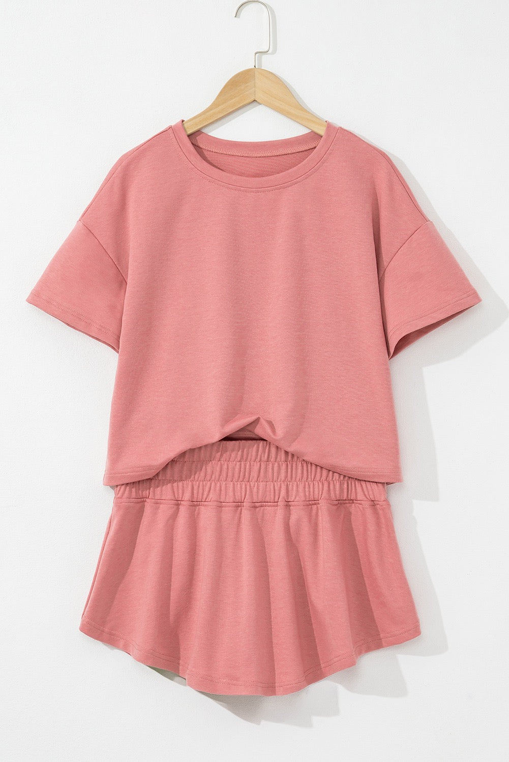 Cropped tee & ruffle skort set