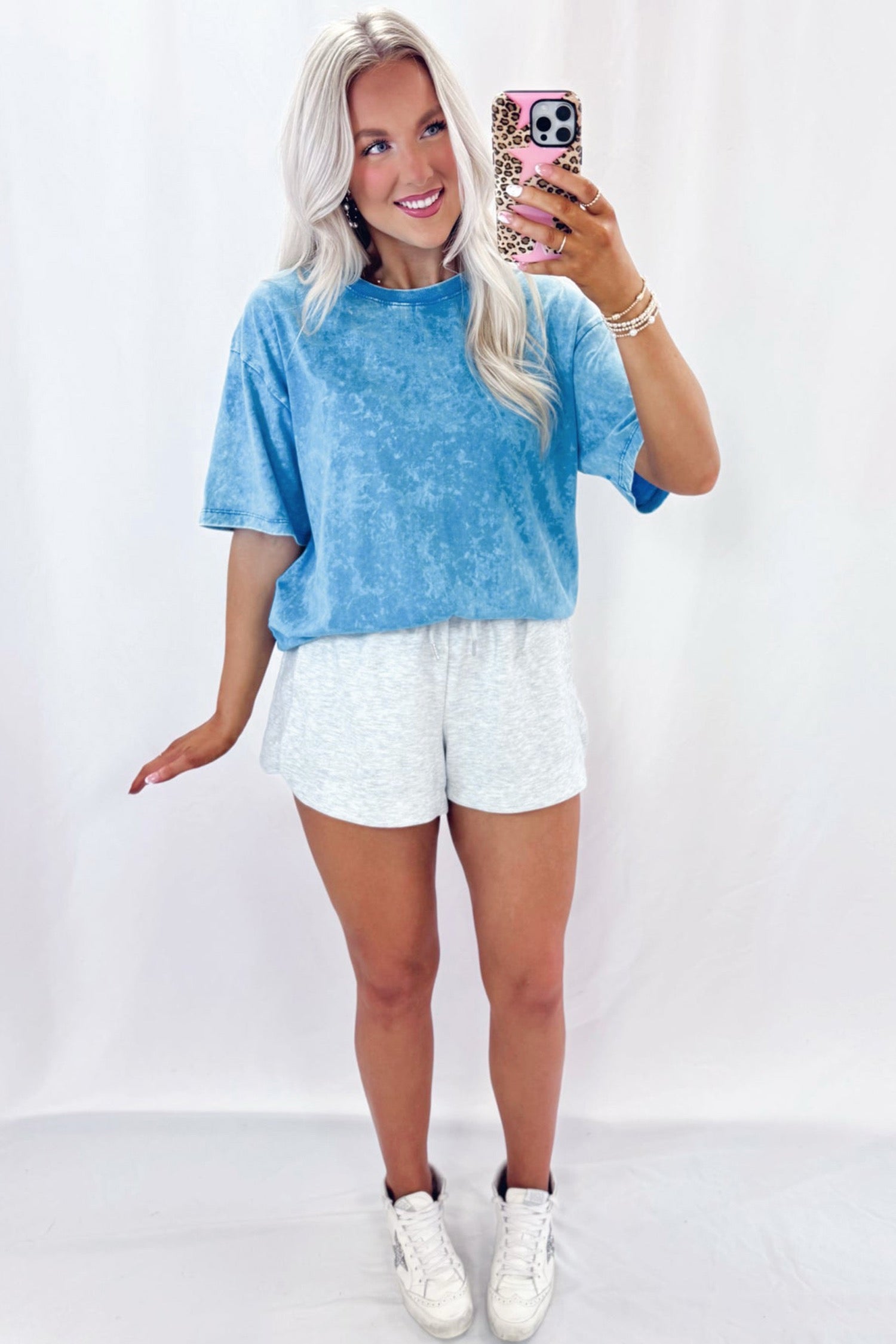 Blue mineral wash oversized tee