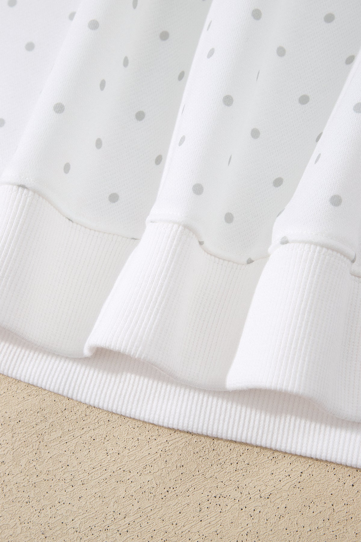 White Polka Dot Print Side Stripe Detail Casual Sweatshirt 2pcs Short Set