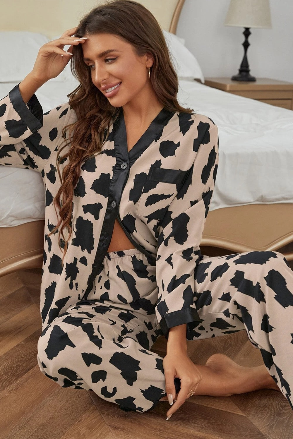 Cheetah two piece sleepwear set