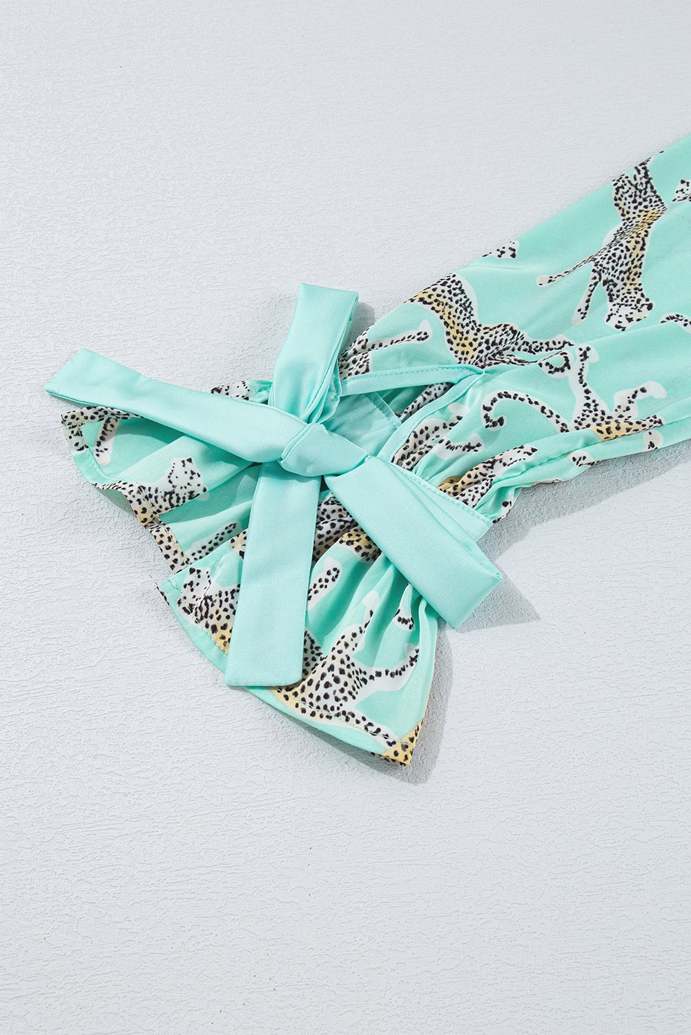 Mint ruffle satin shorts set