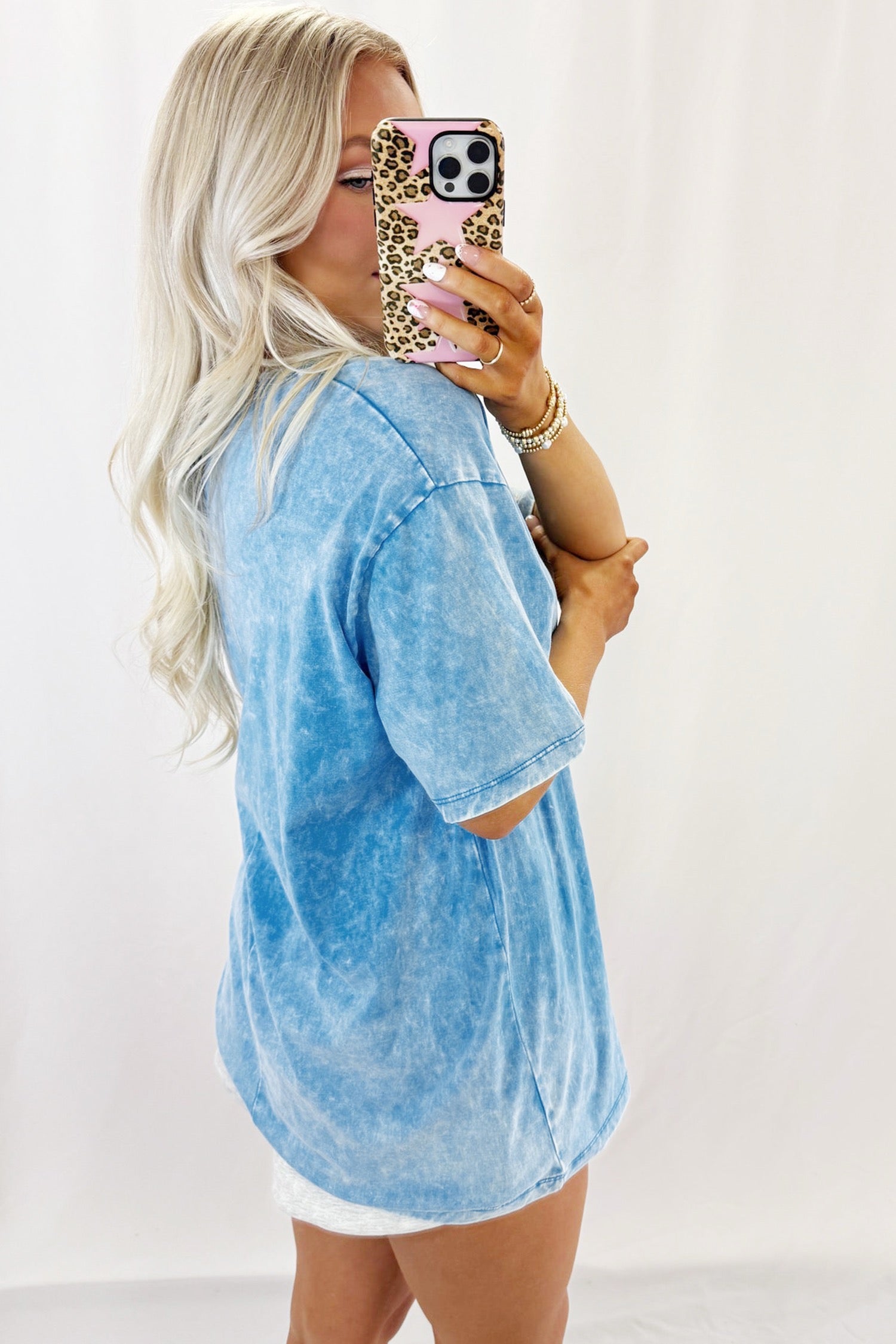 Blue mineral wash oversized tee