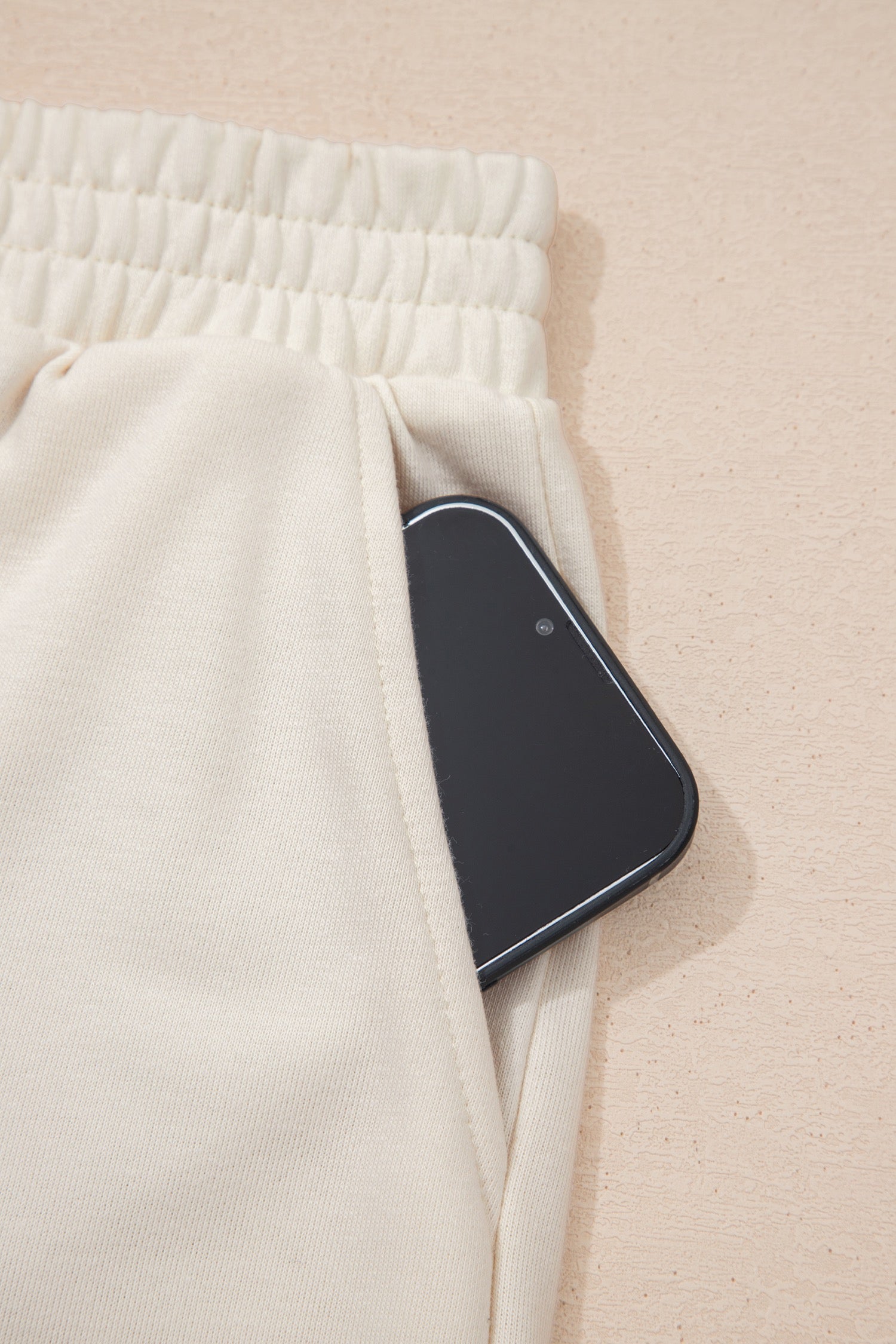 Beige raw edge 2 piece short set