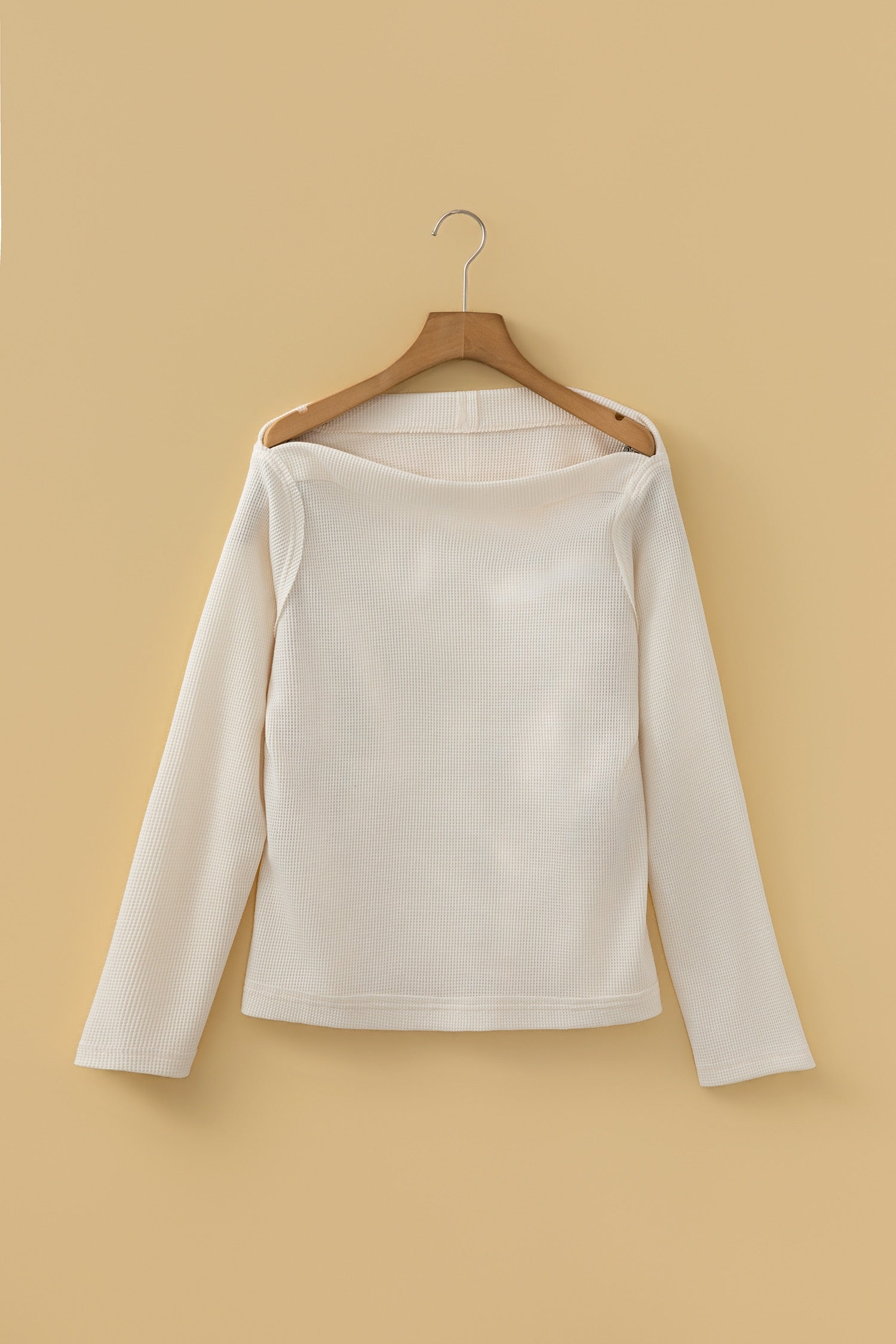 Waffle knit asymmetrical sweater