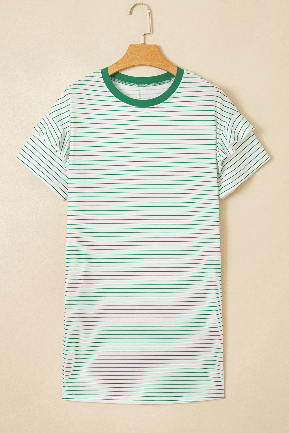 Ruffle sleeve striped dress