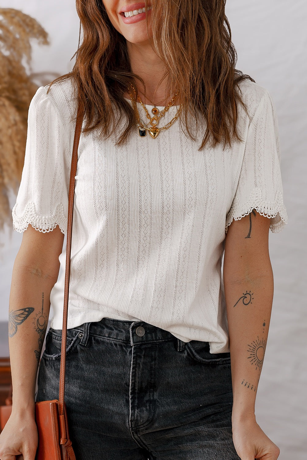 White lace trim top
