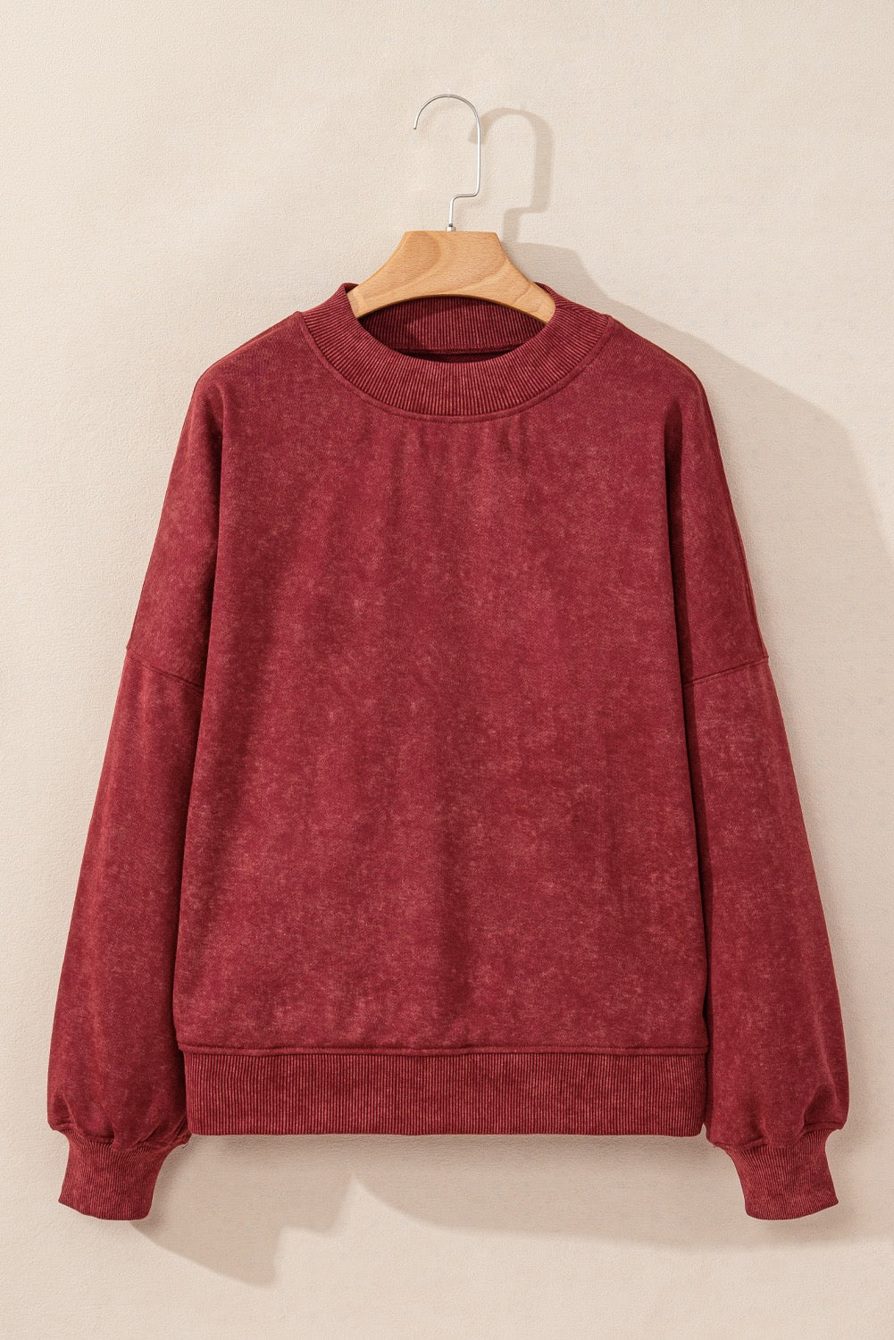 Red Dahlia Drop Shoulder Crewneck Pullover