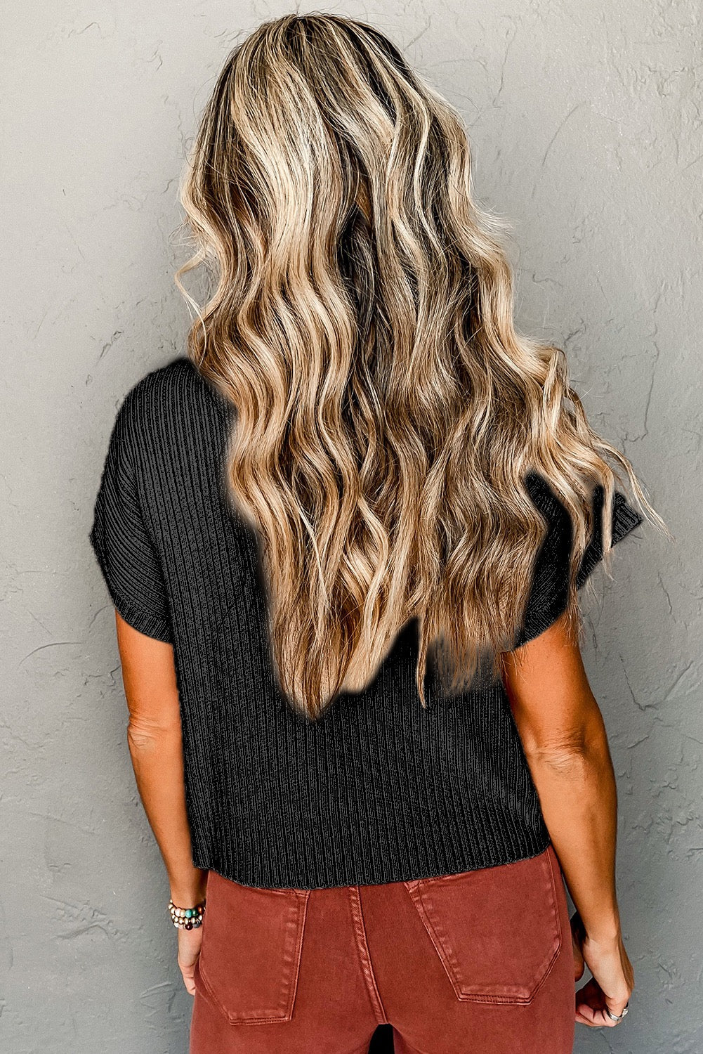 Patch Pocket Ribbed Knit Sweater