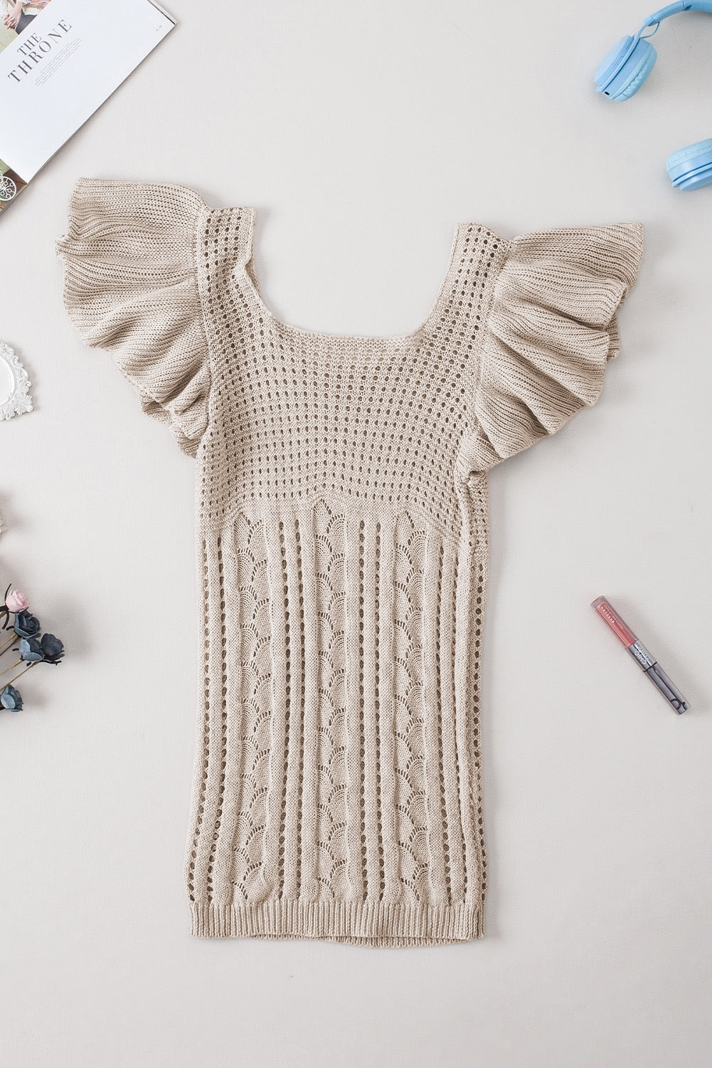 knit Flutter Sleeve Sweater