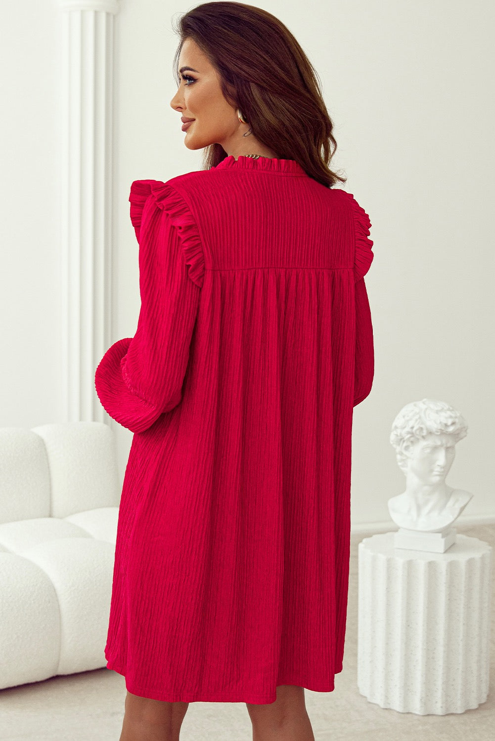 V-Neck Loose Mini Dress