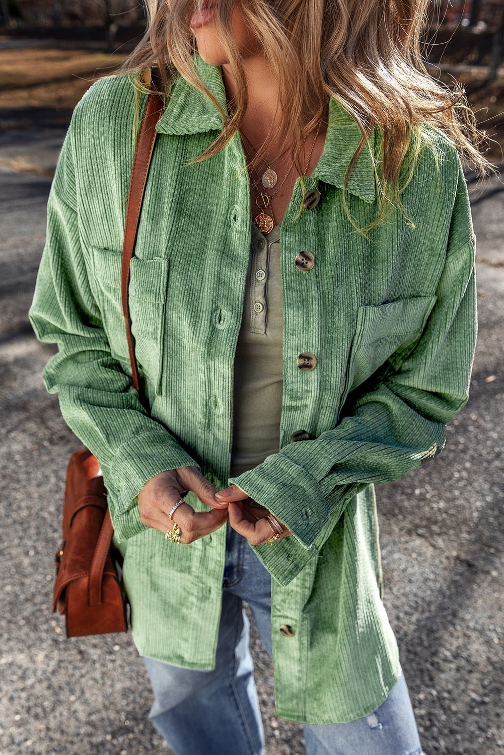 Button Up Corduroy Shacket