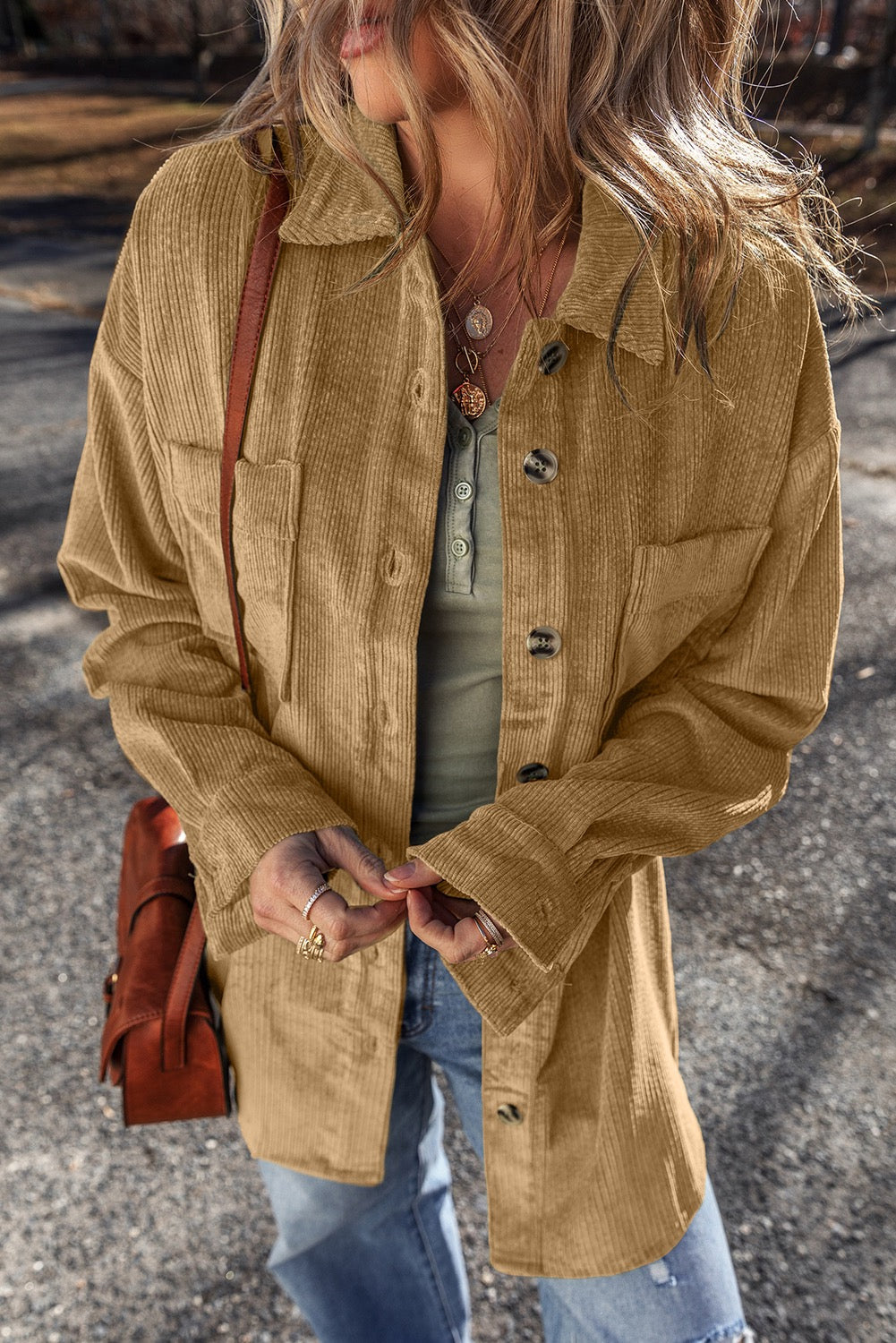 Button Up Corduroy Shacket