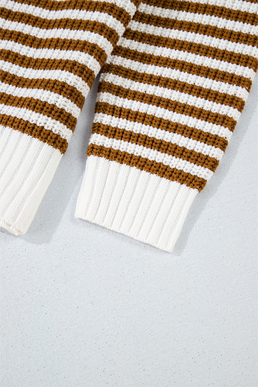 Stripe Zip-Up Drop Shoulder Sweater