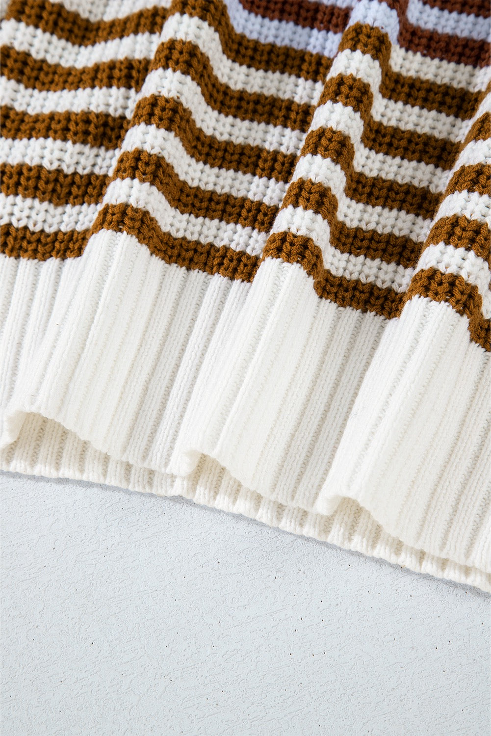 Stripe Zip-Up Drop Shoulder Sweater
