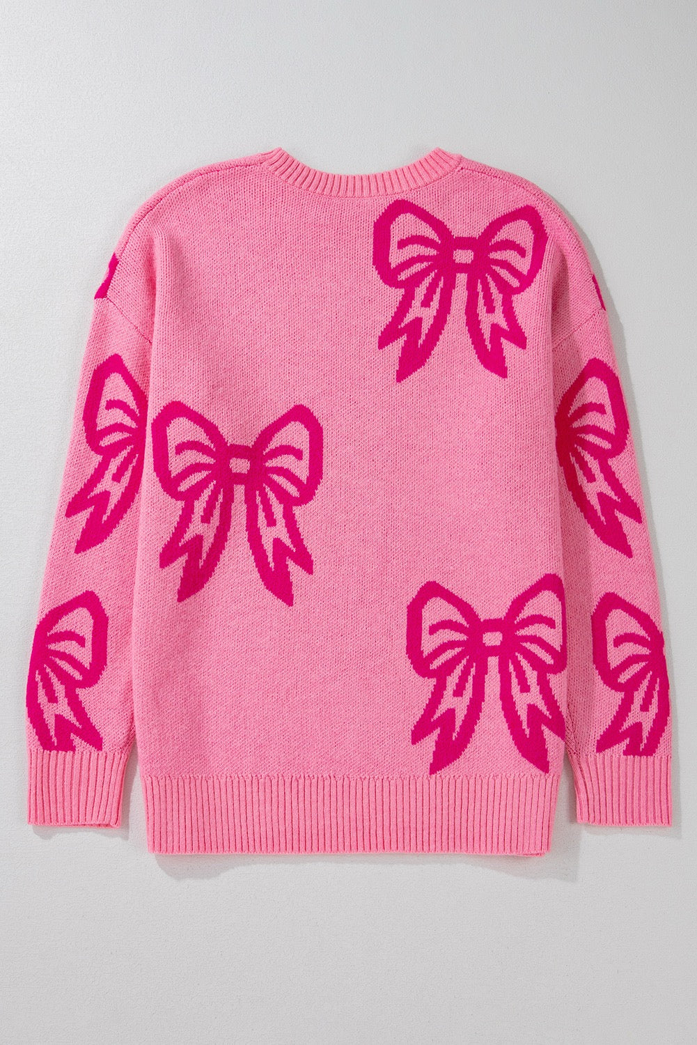 Bow Pattern Drop Shoulder Sweater