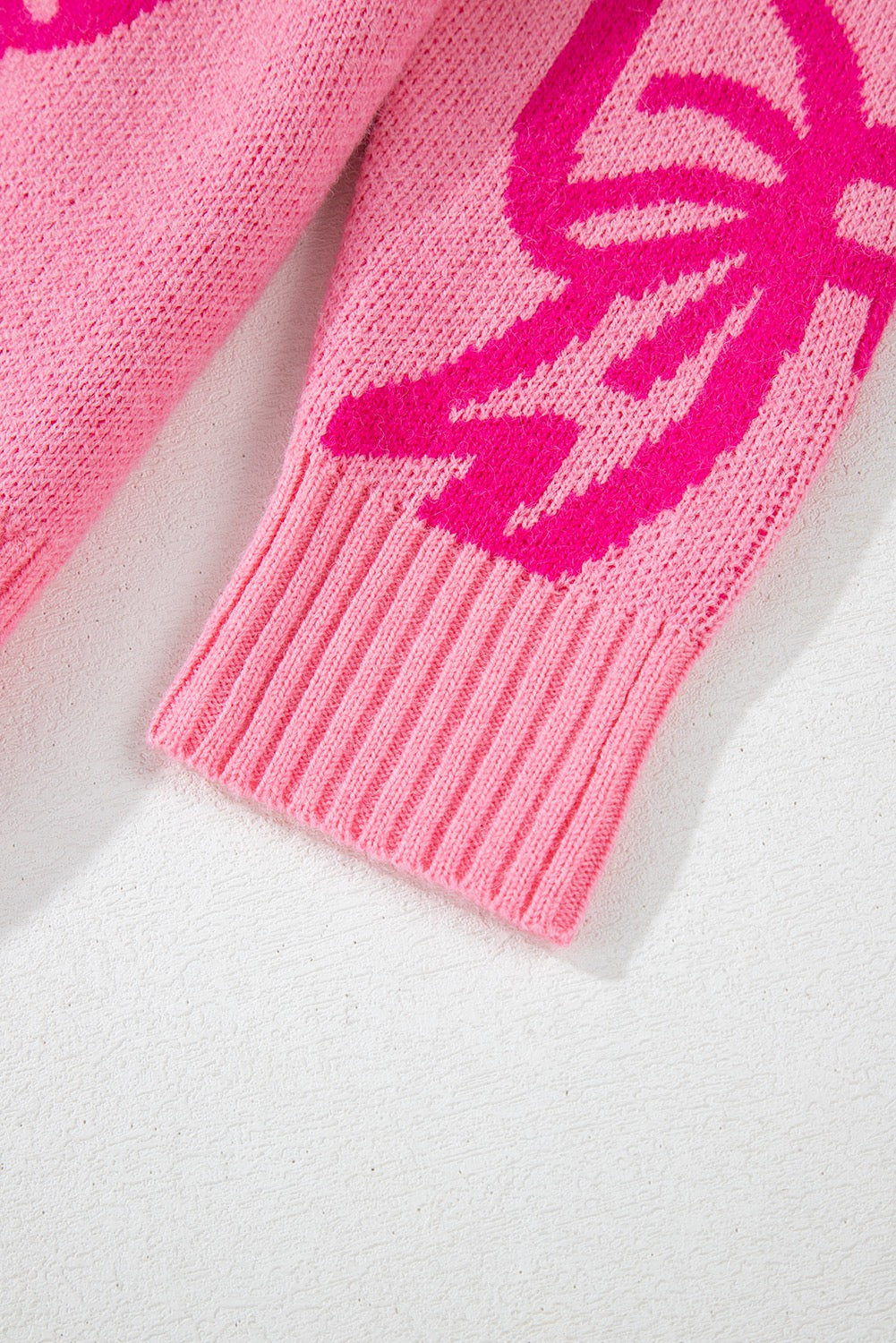 Bow Pattern Drop Shoulder Sweater