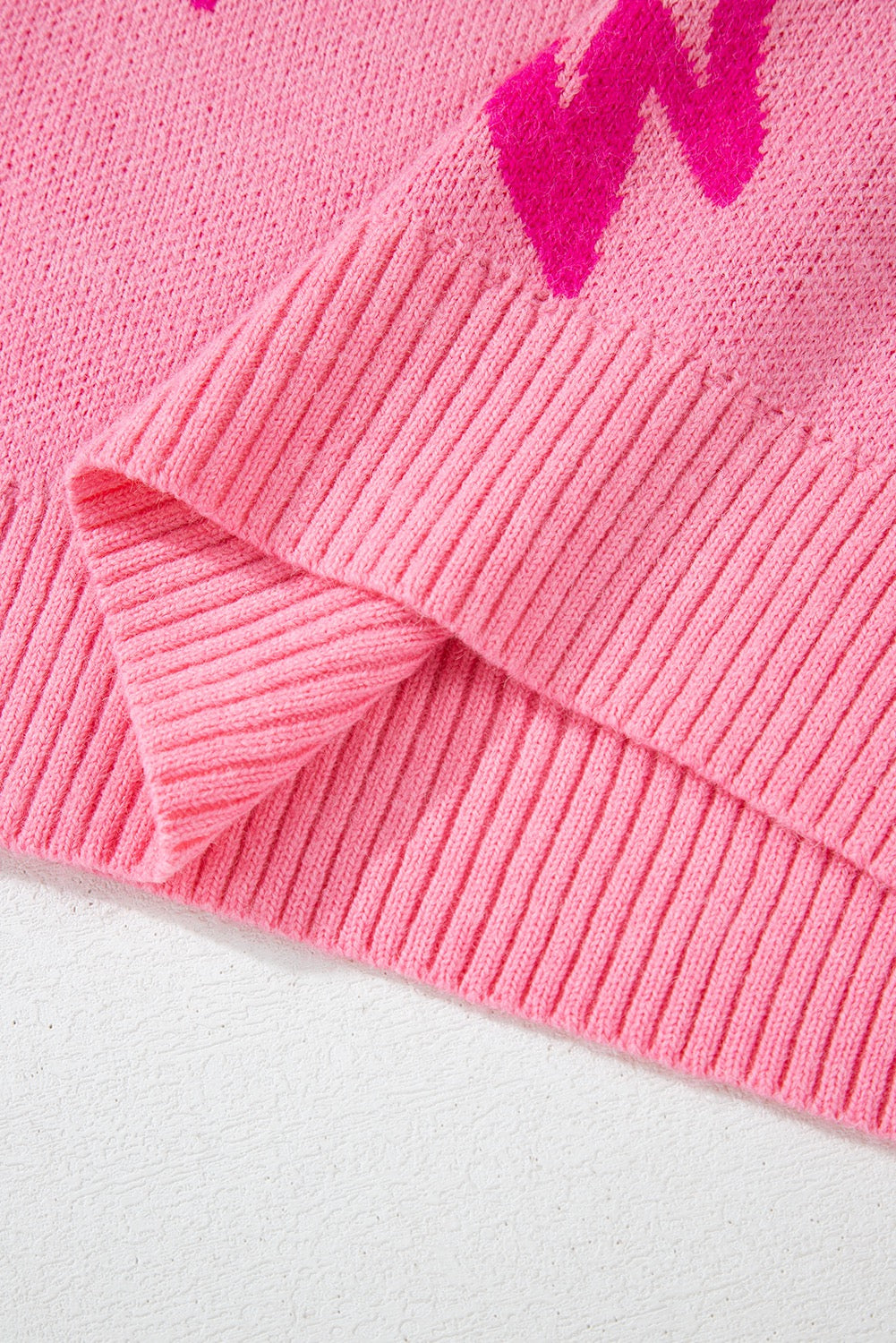 Bow Pattern Drop Shoulder Sweater