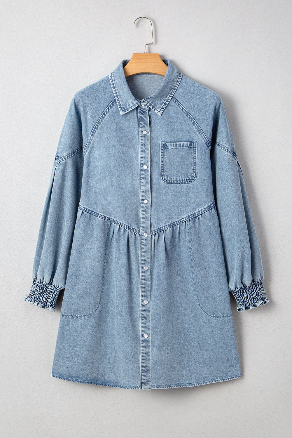 Beau Blue Flared Denim Mini Dress