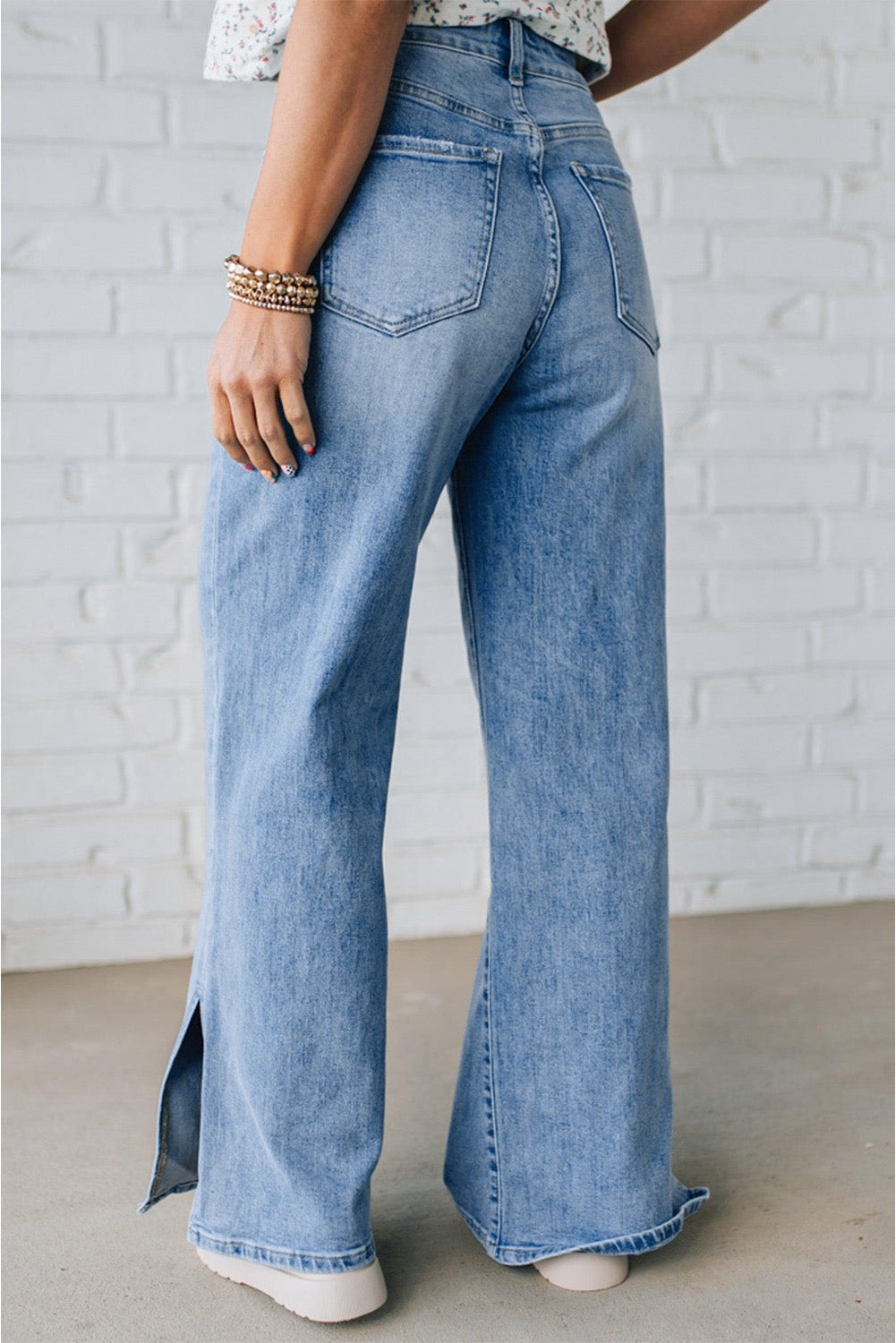 Slit Leg High Rise Draw String Jean