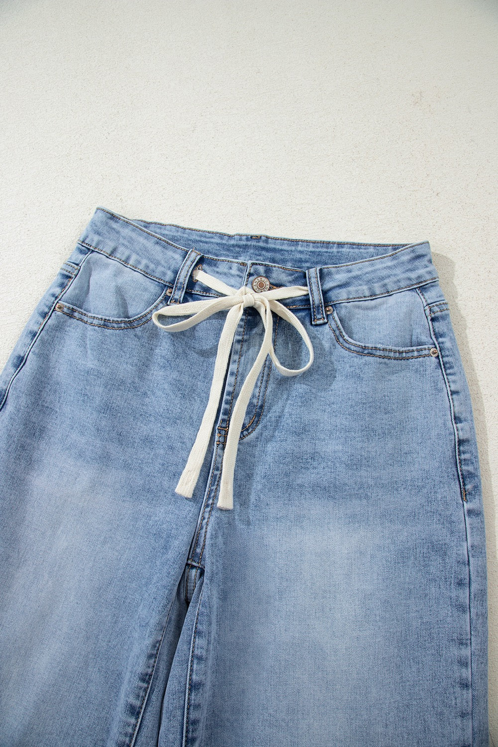 Slit Leg High Rise Draw String Jean