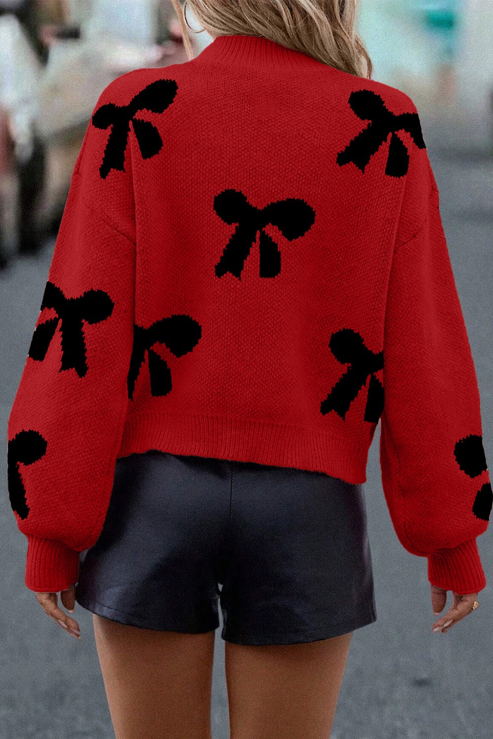 Pearl Embellished Bow Sweater