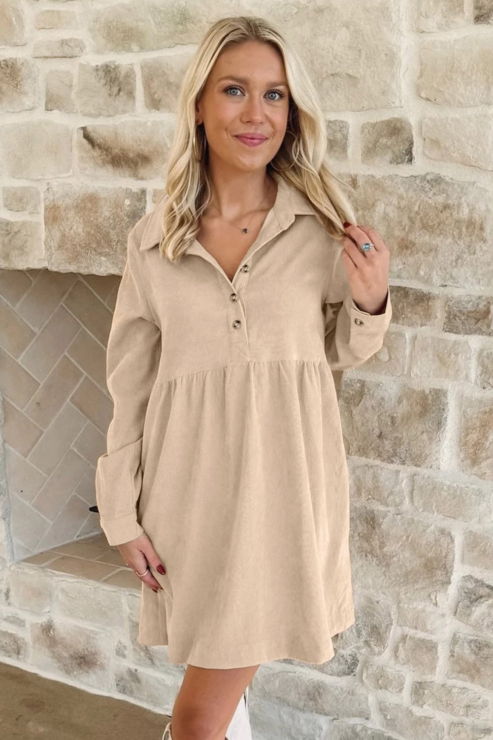 Corduroy Button Down Collard Mini