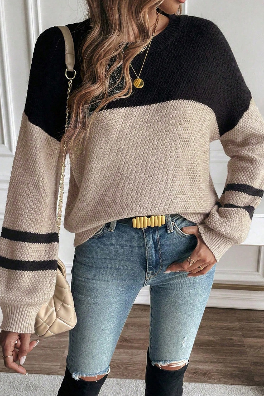 Color Block Knit Sweater