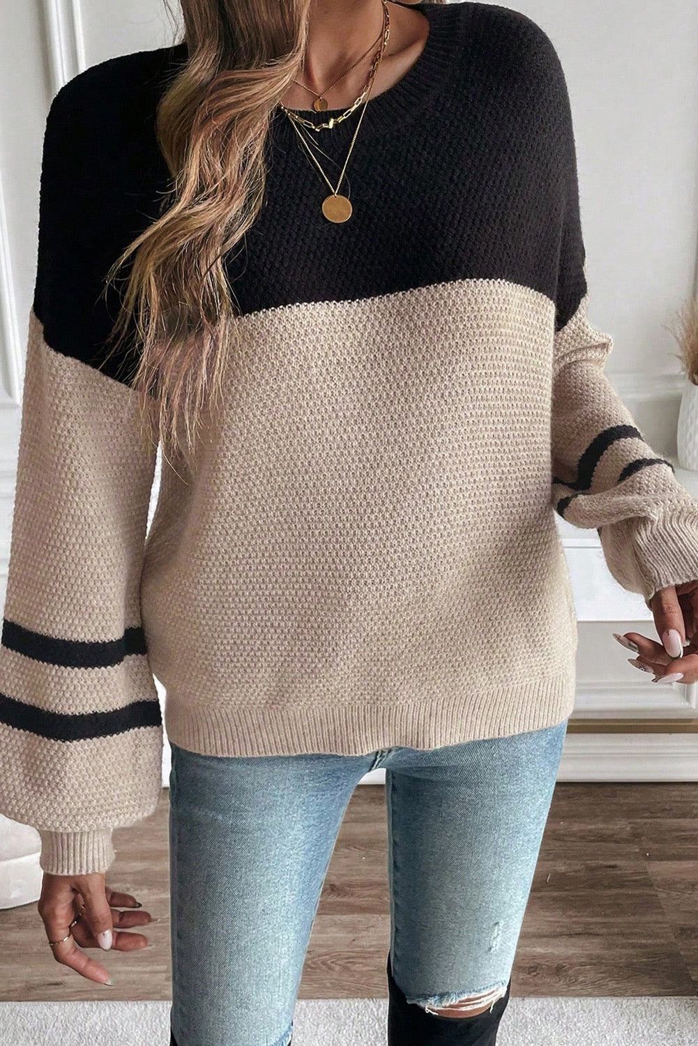 Color Block Knit Sweater