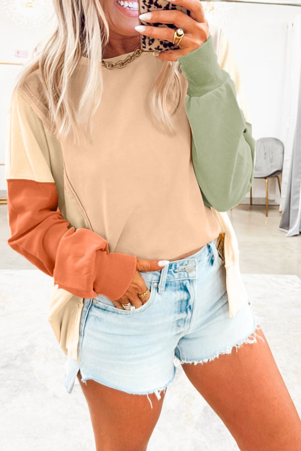 Color Block Lightweight Sweater