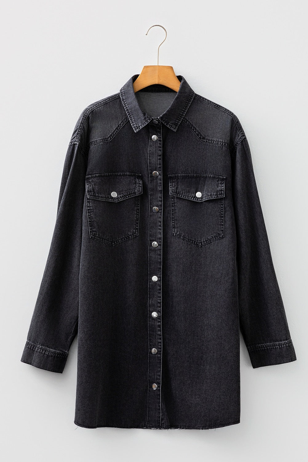 Raw Denim Loose Shirt Dress