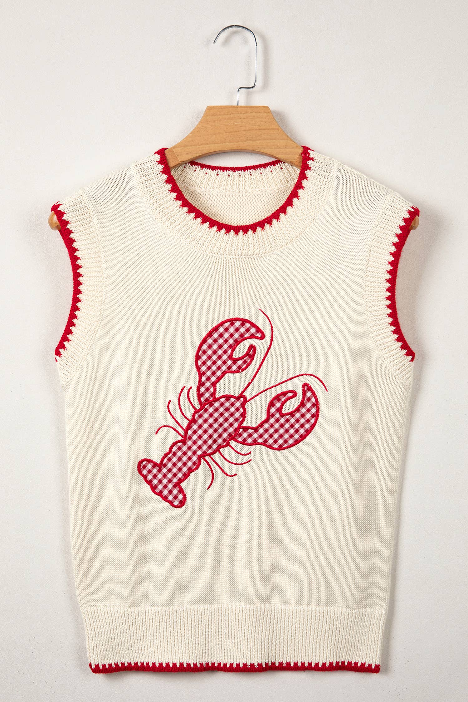 Plaid Crawfish Crew Neck Knit Sweater Vest