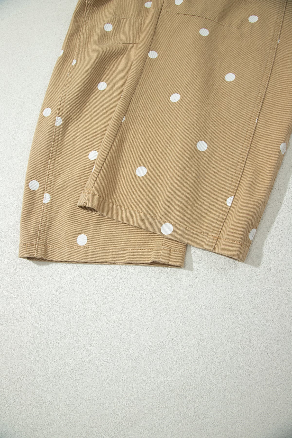 Polka Dot Print Bib Pocket Denim Barrel Overalls Jumpsuit
